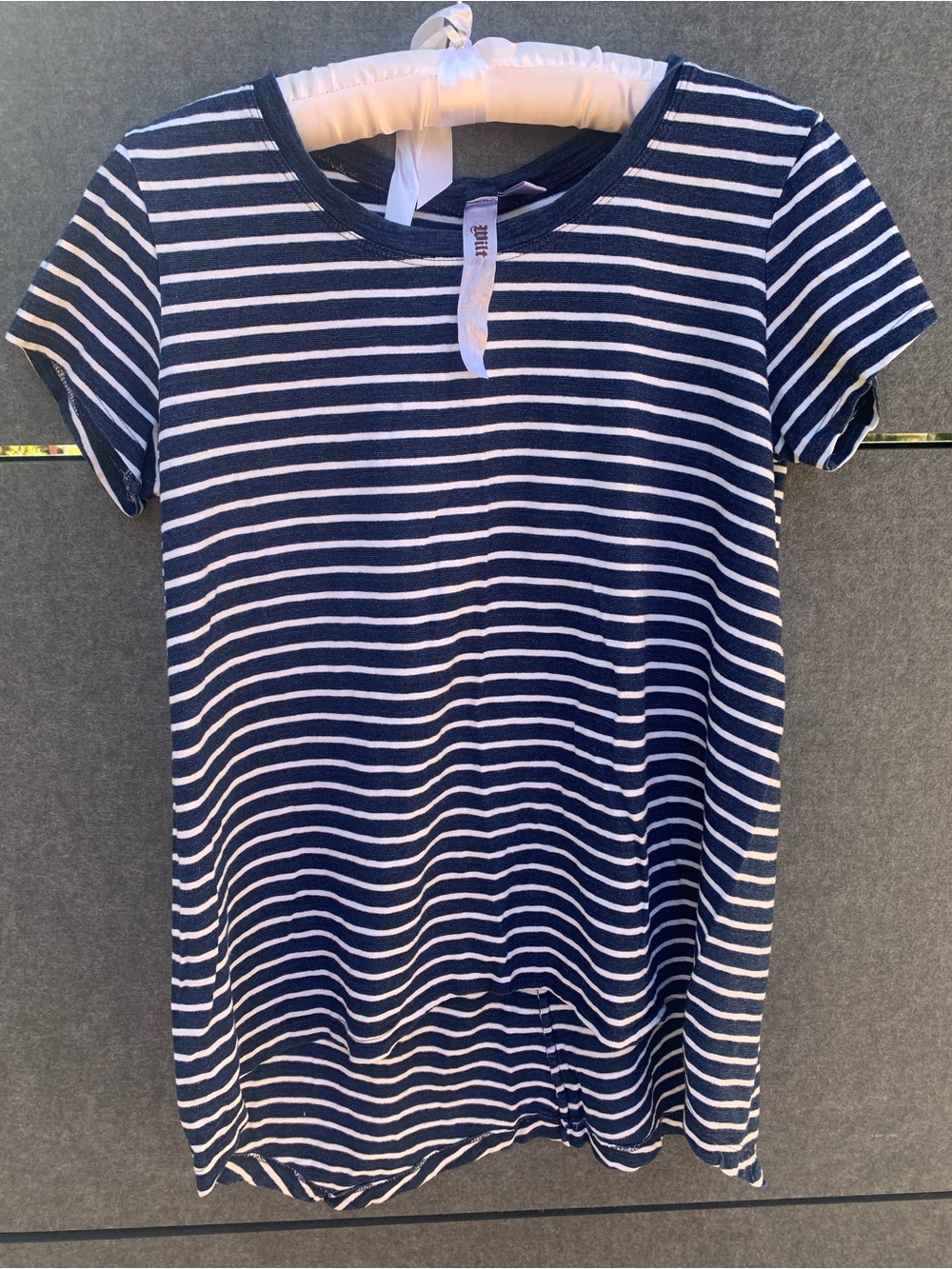 Wilt Navy and White Stripe Crewneck Tee